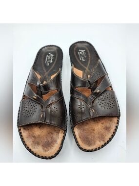 Clark Artisan Collection Dark Brown Leather Sandals Sz 8M